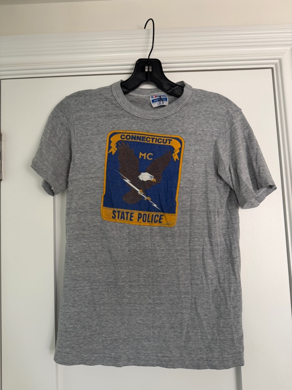 Hanes Gray Connecticut State Police Eagle Graphic Tee